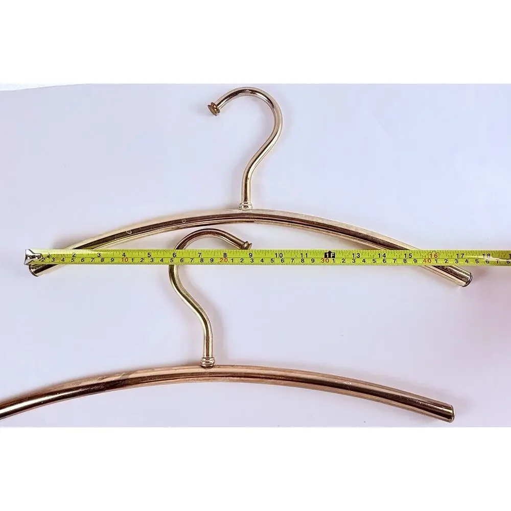 Vintage Brass Clothing Hangers Set of 2 Designer Style Curved Heavy Beautiful